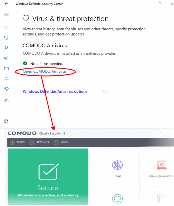 Comodo application agent не работает windows 10